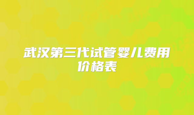 武汉第三代试管婴儿费用价格表