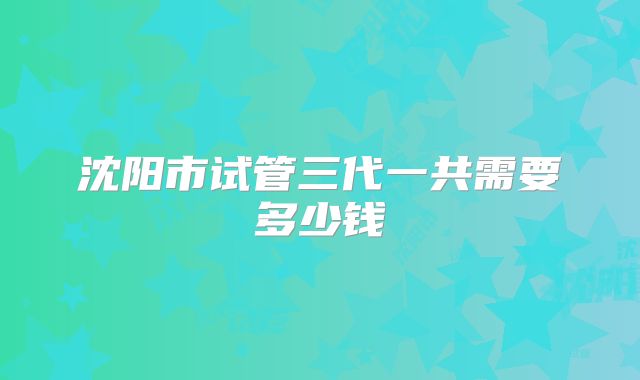 沈阳市试管三代一共需要多少钱