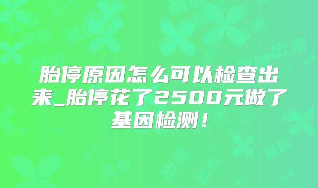胎停原因怎么可以检查出来_胎停花了2500元做了基因检测!