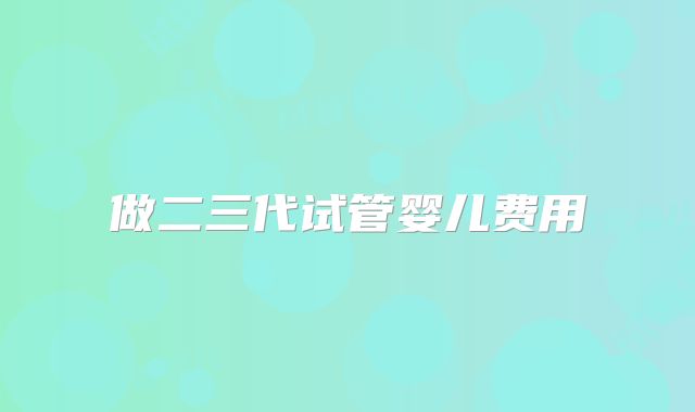 做二三代试管婴儿费用