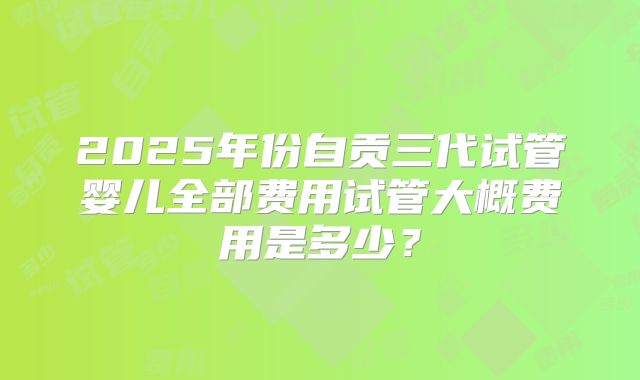2025年份自贡三代试管婴儿全部费用试管大概费用是多少？