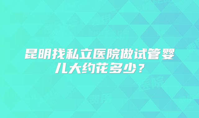昆明找私立医院做试管婴儿大约花多少?