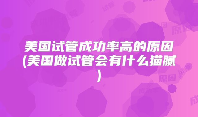 美国试管成功率高的原因(美国做试管会有什么猫腻)