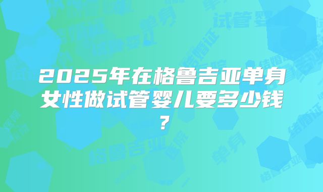 2025年在格鲁吉亚单身女性做试管婴儿要多少钱？