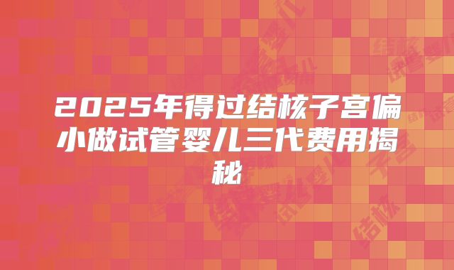 2025年得过结核子宫偏小做试管婴儿三代费用揭秘