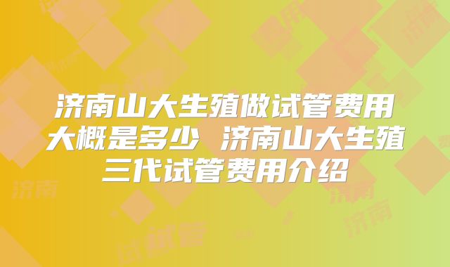 济南山大生殖做试管费用大概是多少 济南山大生殖三代试管费用介绍