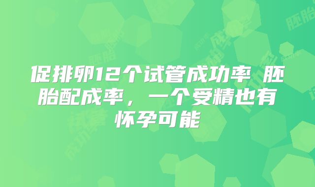 促排卵12个试管成功率≠胚胎配成率,一个受精也有怀孕可能