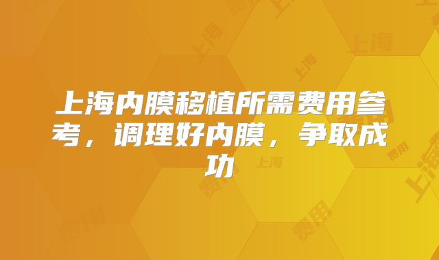 上海内膜移植所需费用参考,调理好内膜,争取成功