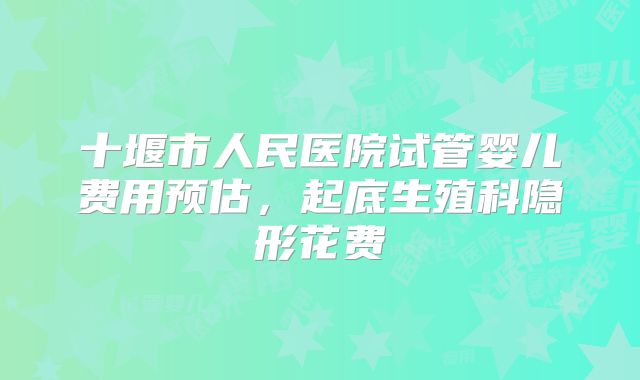 十堰市人民医院试管婴儿费用预估,起底生殖科隐形花费
