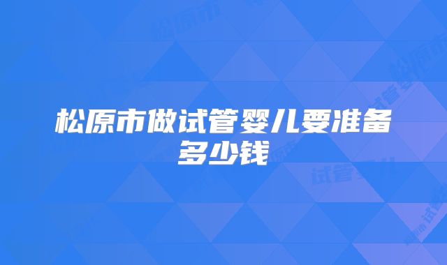 松原市做试管婴儿要准备多少钱