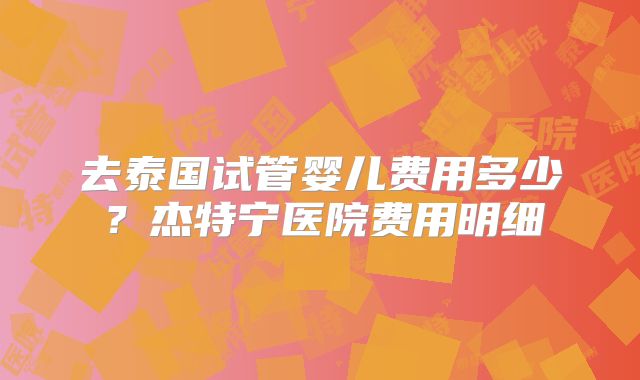去泰国试管婴儿费用多少？杰特宁医院费用明细