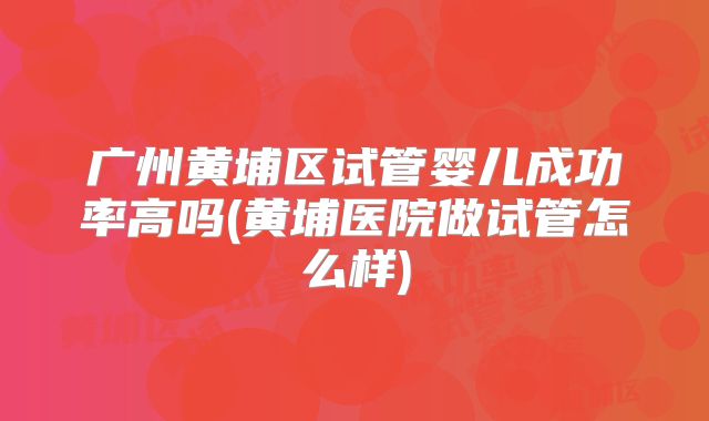 广州黄埔区试管婴儿成功率高吗(黄埔医院做试管怎么样)