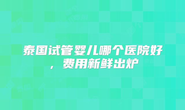 泰国试管婴儿哪个医院好，费用新鲜出炉