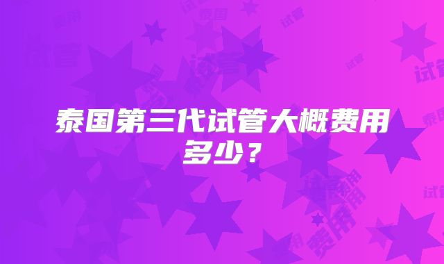 泰国第三代试管大概费用多少?