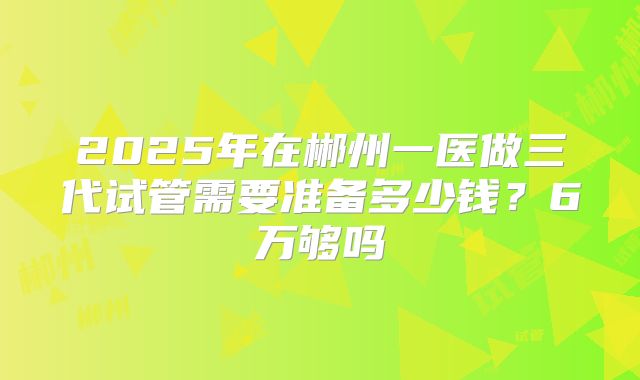 2025年在郴州一医做三代试管需要准备多少钱？6万够吗
