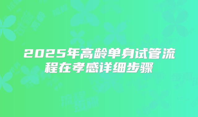 2025年高龄单身试管流程在孝感详细步骤