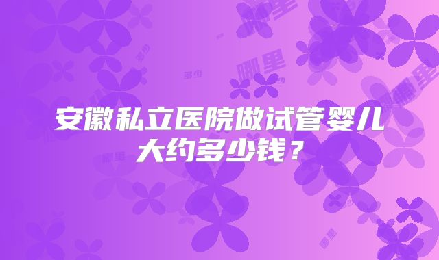 安徽私立医院做试管婴儿大约多少钱？