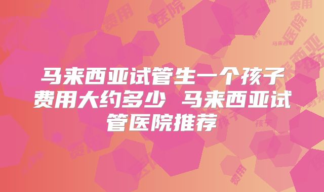 马来西亚试管生一个孩子费用大约多少 马来西亚试管医院推荐
