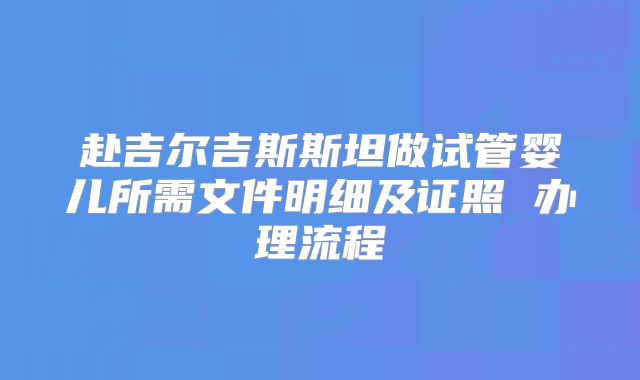 赴吉尔吉斯斯坦做试管婴儿所需文件明细及证照 办理流程
