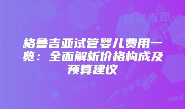 格鲁吉亚试管婴儿费用一览:全面解析价格构成及预算建议