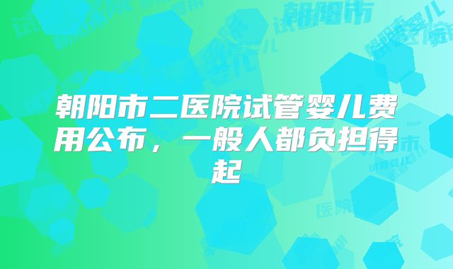 朝阳市二医院试管婴儿费用公布，一般人都负担得起
