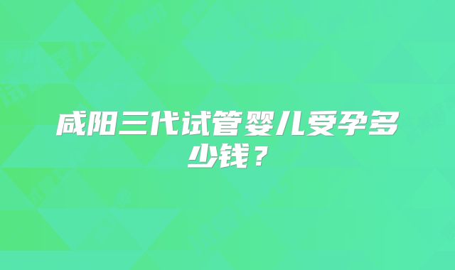 咸阳三代试管婴儿受孕多少钱?
