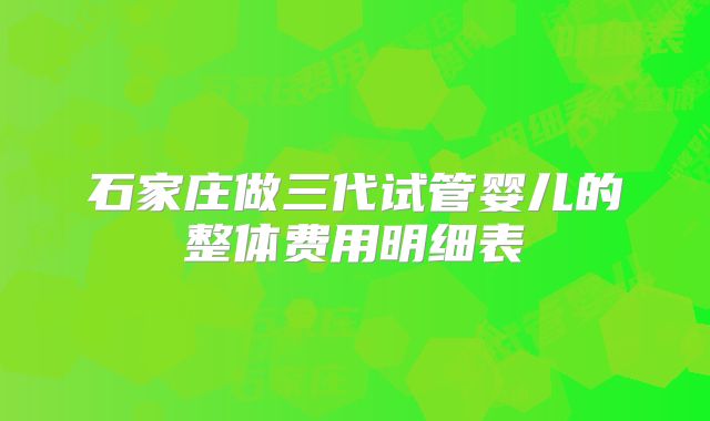 石家庄做三代试管婴儿的整体费用明细表