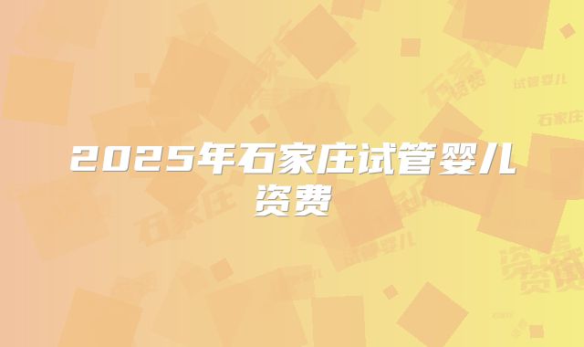 2025年石家庄试管婴儿资费