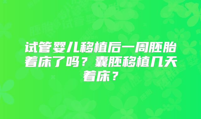 试管婴儿移植后一周胚胎着床了吗？囊胚移植几天着床？