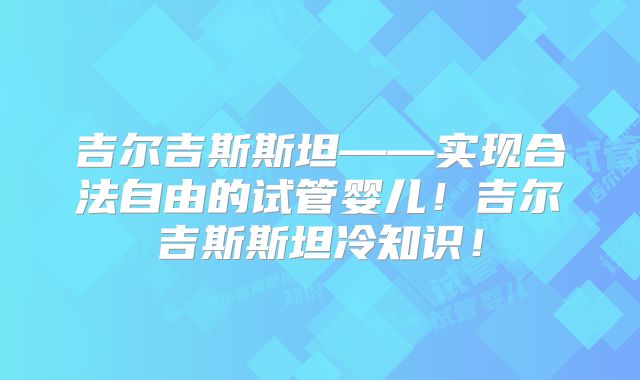 吉尔吉斯斯坦——实现合法自由的试管婴儿！吉尔吉斯斯坦冷知识！
