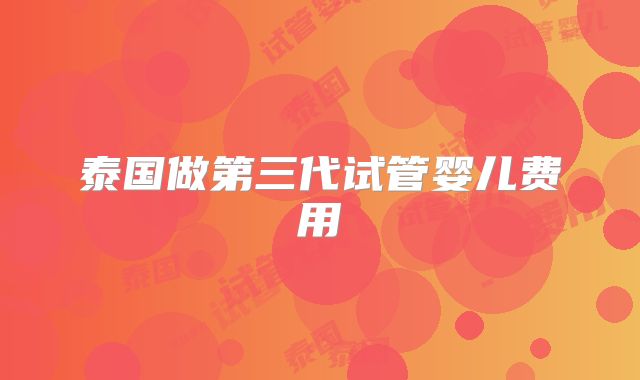 泰国做第三代试管婴儿费用