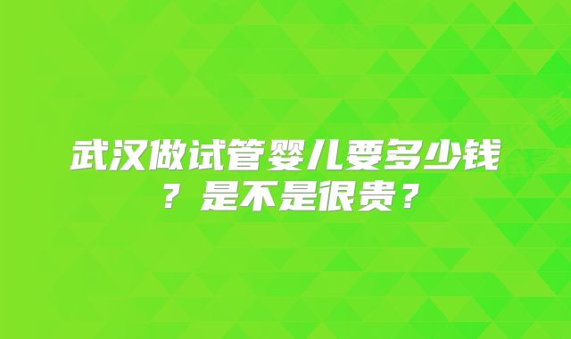 武汉做试管婴儿要多少钱？是不是很贵？