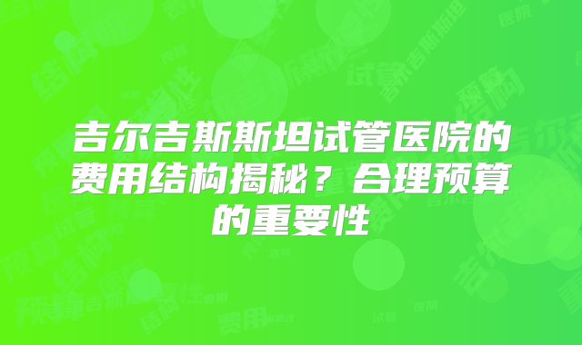 吉尔吉斯斯坦试管医院的费用结构揭秘？合理预算的重要性