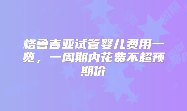 格鲁吉亚试管婴儿费用一览，一周期内花费不超预期价