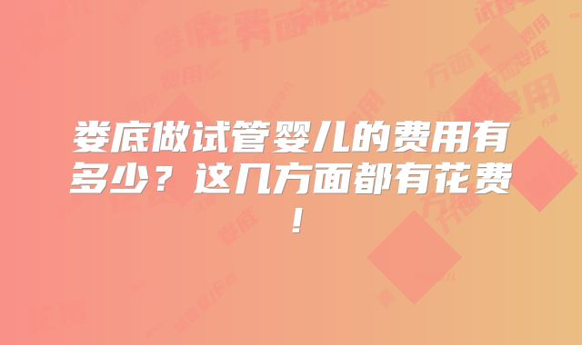 娄底做试管婴儿的费用有多少?这几方面都有花费!