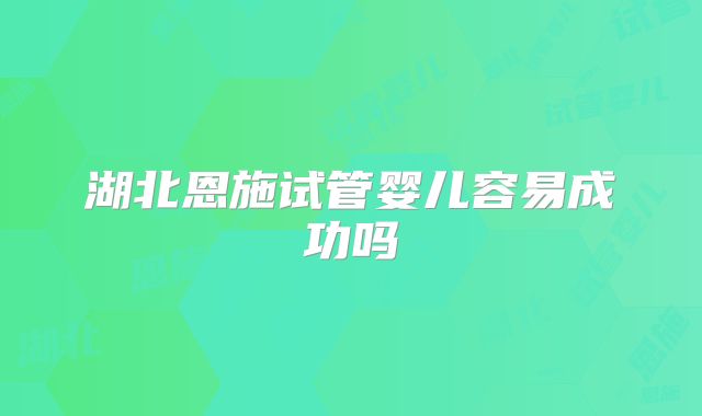 湖北恩施试管婴儿容易成功吗