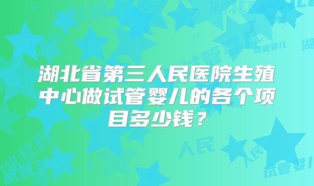 湖北省第三人民医院生殖中心做试管婴儿的各个项目多少钱？