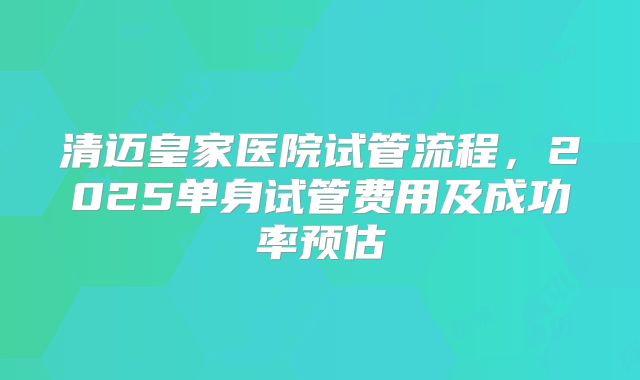 清迈皇家医院试管流程，2025单身试管费用及成功率预估
