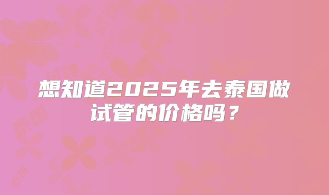 想知道2025年去泰国做试管的价格吗？