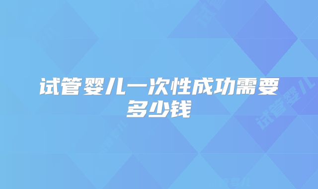 试管婴儿一次性成功需要多少钱