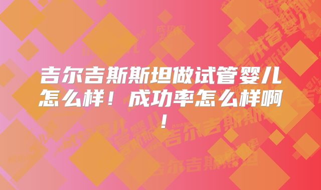 吉尔吉斯斯坦做试管婴儿怎么样!成功率怎么样啊!