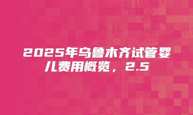2025年乌鲁木齐试管婴儿费用概览，2.5