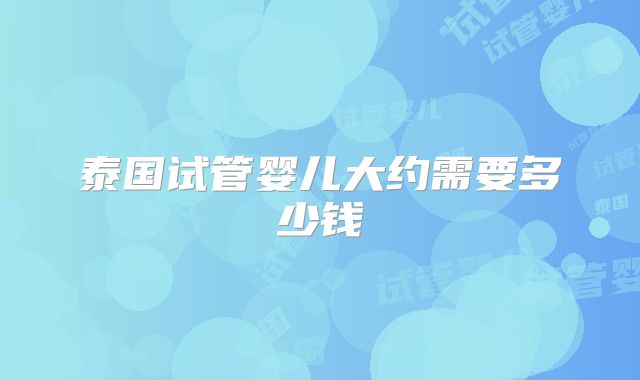 泰国试管婴儿大约需要多少钱
