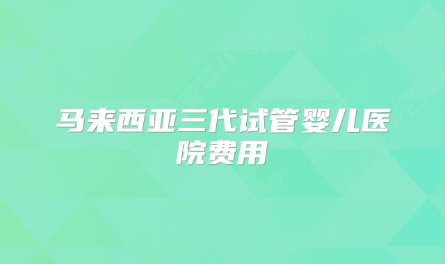 马来西亚三代试管婴儿医院费用