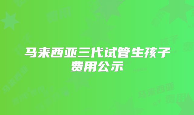 马来西亚三代试管生孩子费用公示