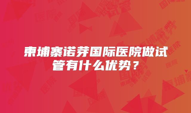 柬埔寨诺芽国际医院做试管有什么优势？