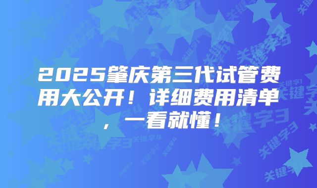 2025肇庆第三代试管费用大公开!详细费用清单,一看就懂!