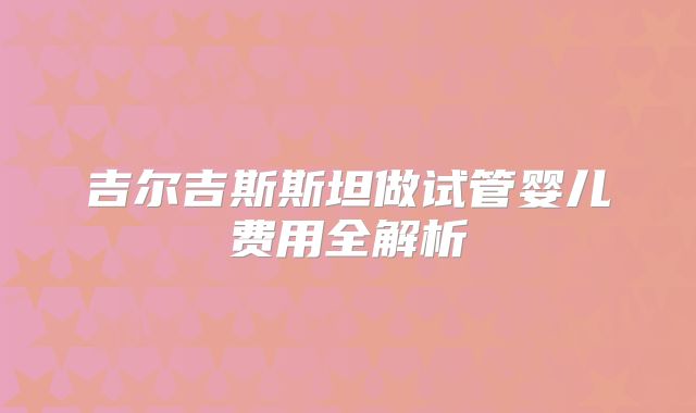 吉尔吉斯斯坦做试管婴儿费用全解析