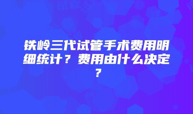 铁岭三代试管手术费用明细统计？费用由什么决定？