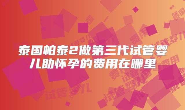 泰国帕泰2做第三代试管婴儿助怀孕的费用在哪里